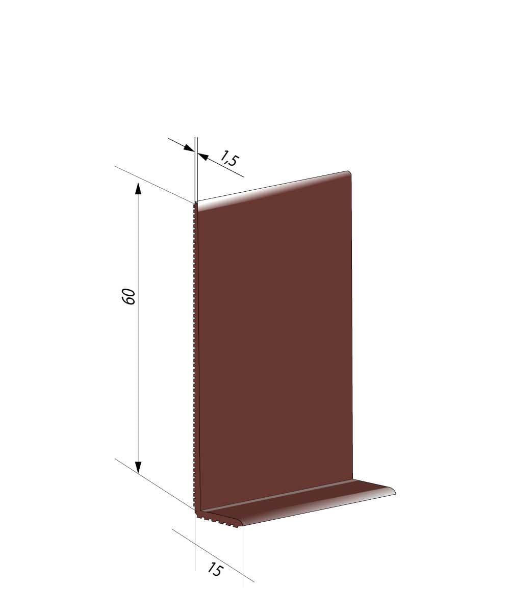 Гибкий напольный плинтус ПВХ JL60-1PC (6 см) Красно-коричневый 1,5 мм